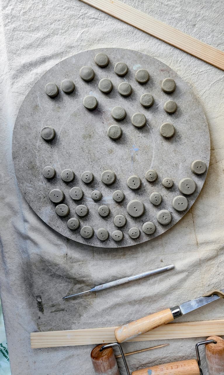 Shaped buttons close up