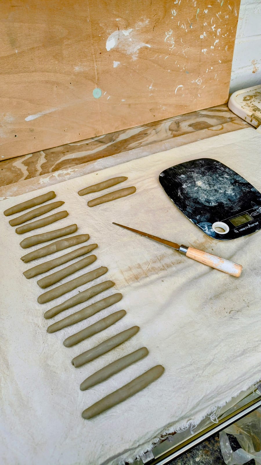 Shaping buttons from clay